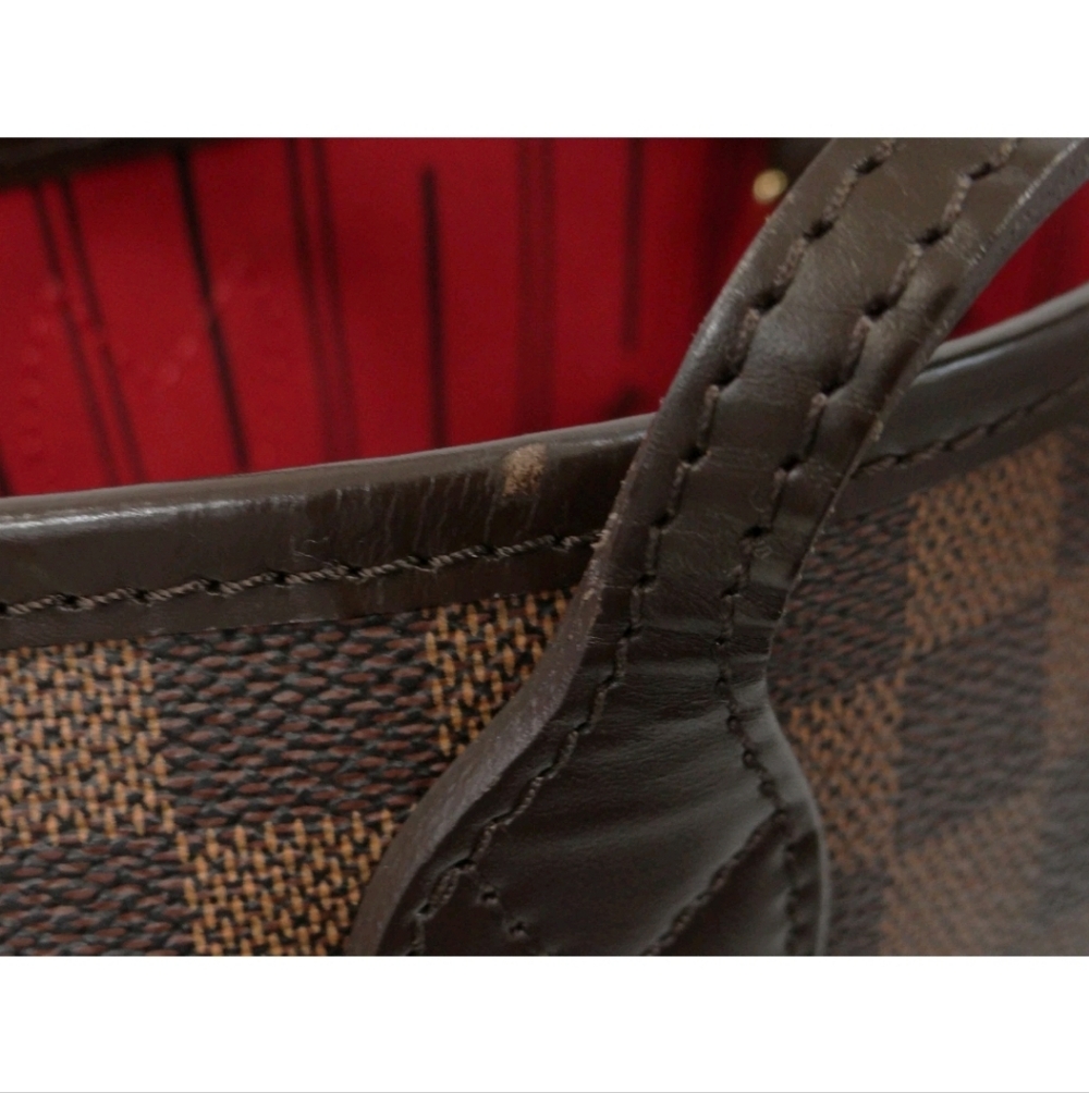 💕Louis Vuitton Tote Bag Neverfull MM Damier Ebene "Cherry RED Interior" - Picture 6 of 16